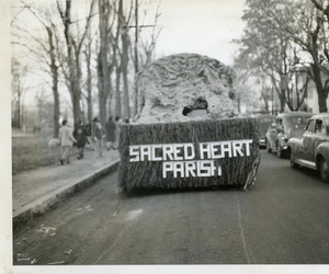 WWII victory parade, Main St., Sacred Heart Parish