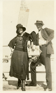 Mary and John Curran at beach, 1921