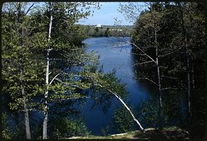 Charles River Newton: Downstream from rear of Marriott towards Brandeis University