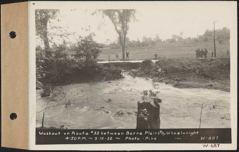Washout on Route 32 between Barre Plains and Wheelwright, Hardwick