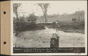 Washout on Route #32 between Barre Plains and Wheelwright, Hardwick, Mass., 4:50 PM, Sep. 16, 1933