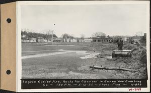 Barre Wool Combing Co. Ltd., showing lagoon outlet pipe, racks and channel, Barre, Mass., 1:50 PM, May 16, 1935