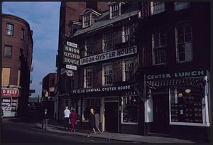 Street corner view of Union Oyster House, Boston