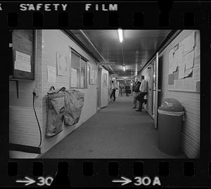 Hallway to camp registration, North Slope camp, Anchorage, Alaska