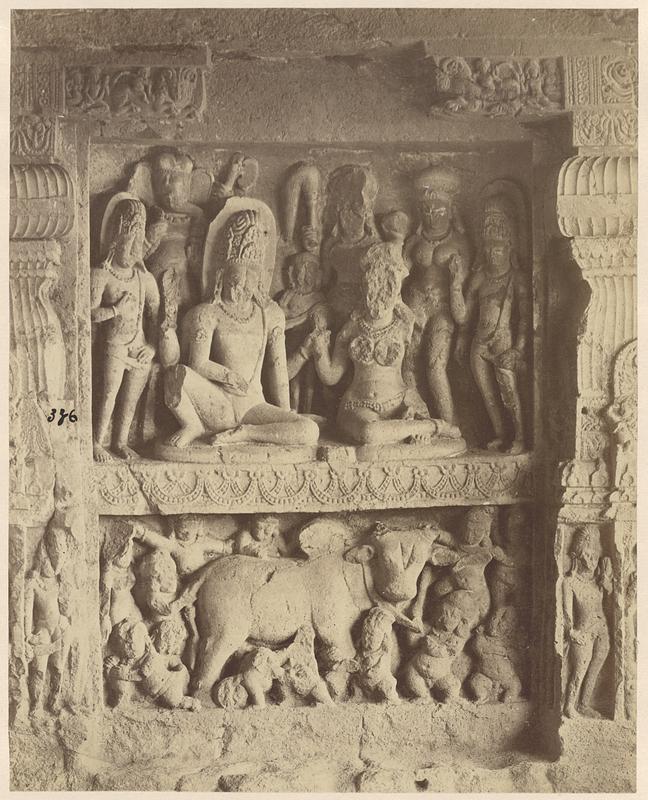 Panel in Ravana ka kai - Siva & Parvati at Chaupat [Cave XIV, Ellora]