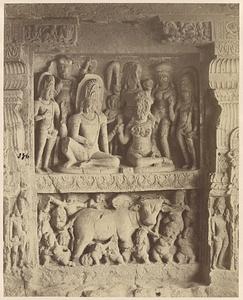 Panel in Ravana ka kai - Siva & Parvati at Chaupat [Cave XIV, Ellora]