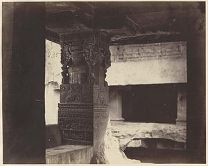 Porch column from interior, Kailasa temple, Cave 16, Ellora Caves, India