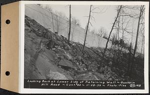 Contract No. 82, Constructing Quabbin Hill Road, Ware, looking back at lower side of retaining wall, Ware, Mass., Nov. 28, 1939