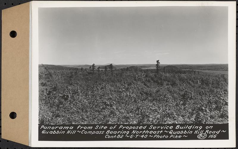 Contract No. 82, Constructing Quabbin Hill Road, Ware, panorama from site of proposed service building on Quabbin Hill, compass bearing northeast, Ware, Mass., Jun. 7, 1940