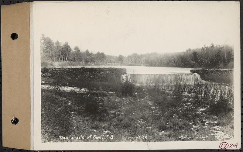 Contract No. 17, West Portion, Wachusett-Coldbrook Tunnel, Rutland, Oakham, Barre, dam at site of Shaft 8, Barre, Mass., Jan. 5, 1928