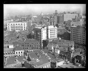 Bird's eye view from the top of the United Shoe Machinery Building toward State House