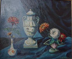 Scabiosa in White Vase