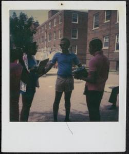 Group of young people interviewing and recording