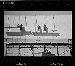 Sign painters about to start work, Boston