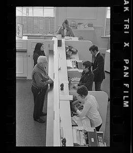Bank customers and tellers, East Boston