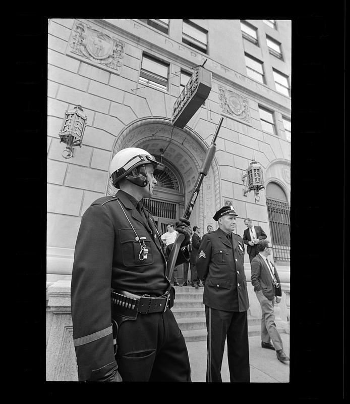 High security at Boston Police HQ as cop-killer William Gilday is brought in, Boston