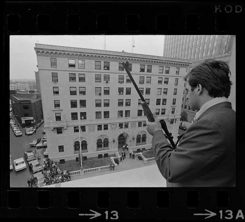 High security at Boston Police HQ as cop-killer William Gilday is brought in, Boston