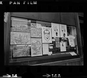 McGovern vs. Nixon signs in store window, Boston