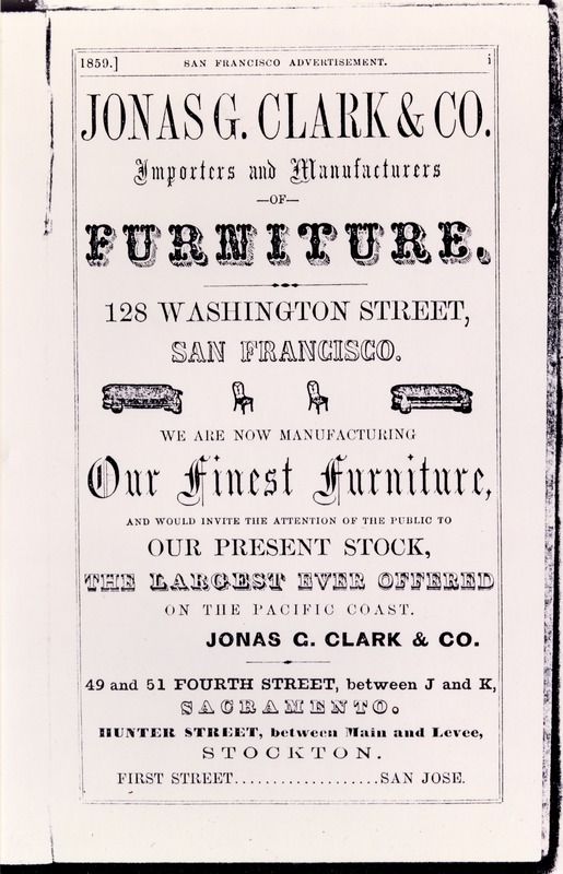 Jonas G. Clark & Company Furniture Advertisement