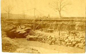 Ox and horse carts in East Longmeadow quarry