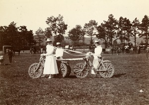 Immortelle Bicycle Team. Misses Allen, Perkins, Cutler. Greenfield Coaching Parade 1897 photo 7