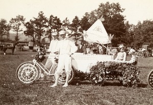 Neptune's Car - Earl N.W.Kellogg. Drawn by two bicycles. Greenfield Coaching Parade 1897 photo 8