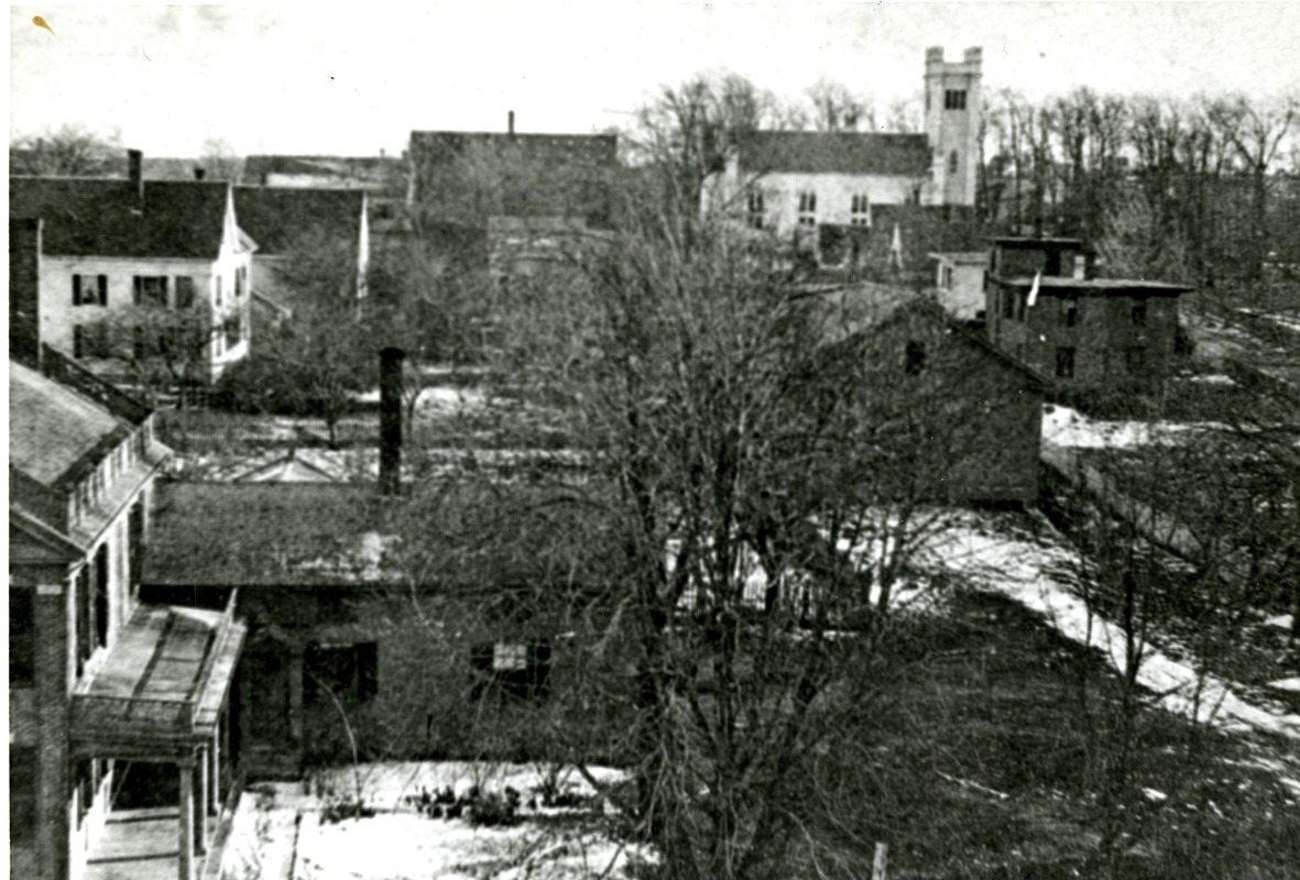 View of Church Street as seen from Highland House, Hopkinton ca 1880