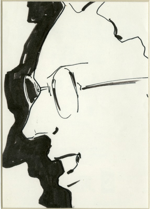A self-portrait drawing of W. Joseph Carr