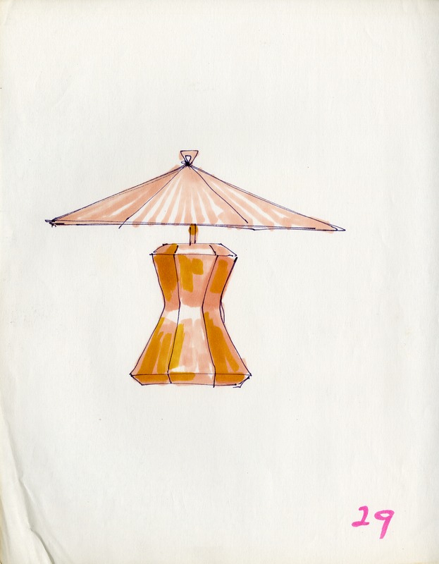 Old Lamp Drawing for vintage industrial design – Light with Shade