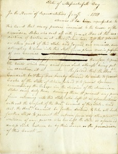 Resolve of Court of the House of Representatives, January 7, 1778