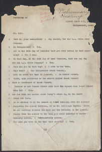 Sacco-Vanzetti Case Records, 1920-1928. Commonwealth v. Vanzetti (Bridgewater Trial). Testimony of Alfred Elmer Cox, n.d. Box 2, Folder 2, Harvard Law School Library, Historical & Special Collections