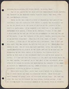 Sacco-Vanzetti Case Records, 1920-1928. Commonwealth v. Vanzetti (Bridgewater Trial). Examination of Jurors in regard to shells opened by Foreman Burgess in the Bridgewater Trial: Simon Sullivan, 1920. Box 2, Folder 16, Harvard Law School Library, Historical & Special Collections