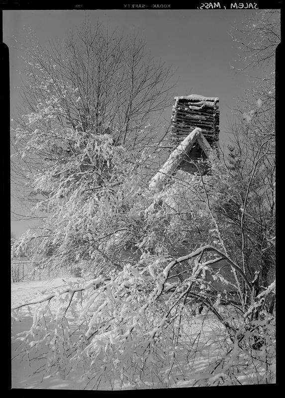 Pioneer Village, snow, Salem, MA Digital Commonwealth