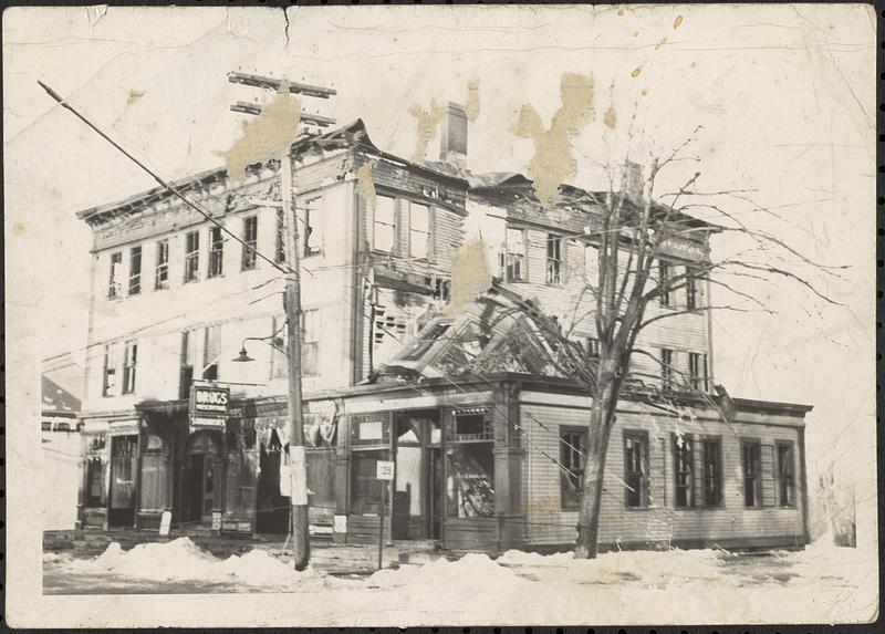 Business building with toppled roof - Digital Commonwealth