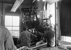 Moving linotype, Standard-Times, Pleasant Street, New Bedford