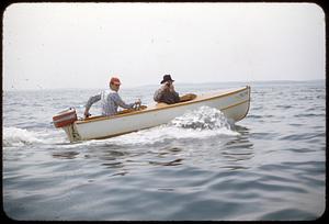 Will Whittaker, friend in boat