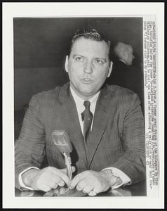 Ralph E. Pryor, a former grand dragon of the Delaware Ku Klux Klan, testifies before the House Un-American Activities Committee 2/9. Pryor, also a former Wilmington policemen, said he quit the Klan after attending a rally with so many Nazi trappings "I became sick to my stomach."