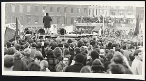 Demonstration in support for the Chicago Seven at City Hall Plaza, Boston