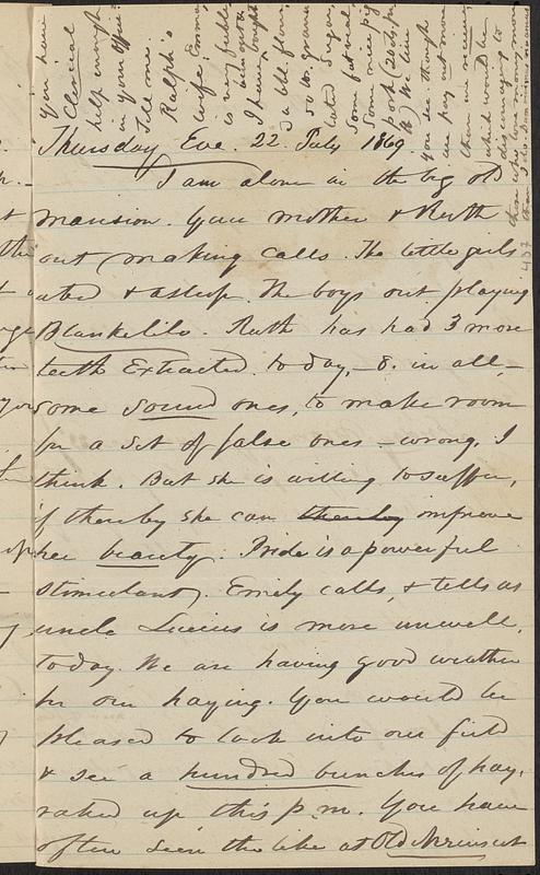 Letter from Zadoc Long to John D. Long, July 22, 1869