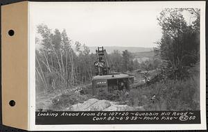 Contract No. 82, Constructing Quabbin Hill Road, Ware, looking ahead from Sta. 107+20, Ware, Mass., Jun. 9, 1939