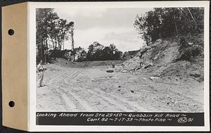 Contract No. 82, Constructing Quabbin Hill Road, Ware, looking ahead from Sta. 29+50, Ware, Mass., Jul. 17, 1939