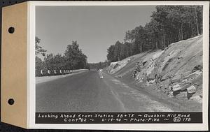 Contract No. 82, Constructing Quabbin Hill Road, Ware, looking ahead from Sta. 38+75, Ware, Mass., Jun. 14, 1940