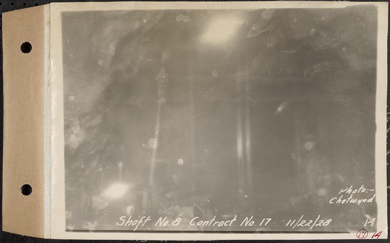 Contract No. 17, West Portion, Wachusett-Coldbrook Tunnel, Rutland, Oakham, Barre, Shaft 8, Barre, Mass., Nov. 22, 1928