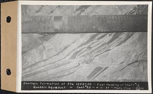 Contract No. 20, Coldbrook-Swift Tunnel, Barre, Hardwick, Greenwich, geologic formation at Sta. 1249+50, east heading of Shaft 12, Quabbin Aqueduct, Hardwick, Mass., Apr. 21, 1933