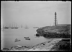 View of Marblehead Harbor and light tower