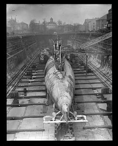 Sub S-4 in dry dock at Navy Yard