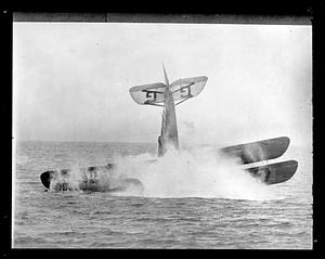 Airplane crashing into water