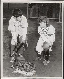 Girl baseball catcher