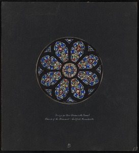 Design for rose window in the chancel, Church of the Atonement, Westfield, Massachusetts