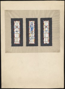 Color design for one of the two windows under the rose (south east), Saint Margaret Mary's Church, Westwood, Massachusetts